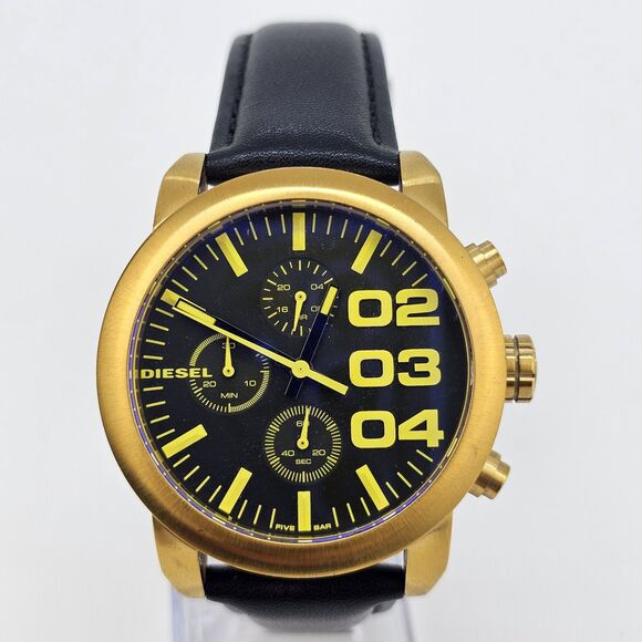 DIESEL Women Watch 40MM Black Dial New Black Leather Bands Up to 7.5\